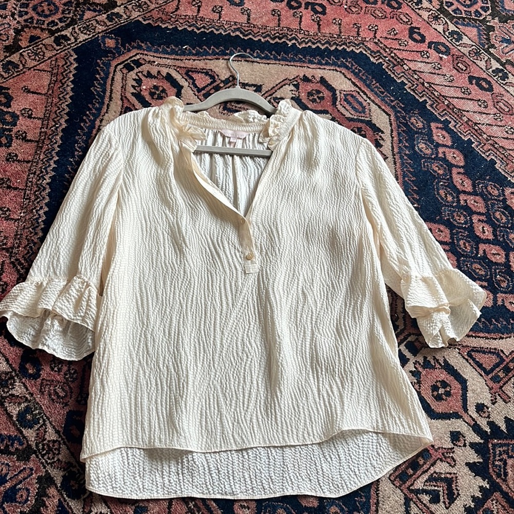 Rebecca Taylor silk blouse peach cream color